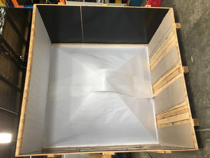 Polycarbonate Pyramid Domes packed for shipping